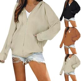 Women's Hoodies Women Zip Up Oversized Print Casual Cotton Long Sleeve Sweatshirt Jacket 90S Streetwear Top 4 8