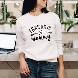 Women's Hoodies Promoted To Mommy Printed Cotton Sweatshirt Mom Be Spring Casual O-Neck Pullovers Long Sleeve Tops Gift