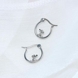 Hoop Earrings Cute Enamel Titanium For Women Girls Dog White Gold Plated Minimalist Huggie Hoops Christmas Gifts Hypoa