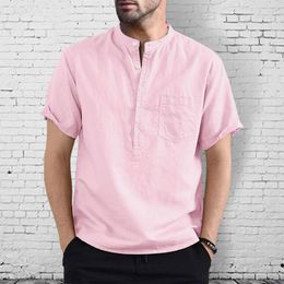Men's Casual Shirts Spring Summer Linen Long Sleeve T-Shirt Loose Undershirt Solid Color Tops Breathable Cotton Shirt