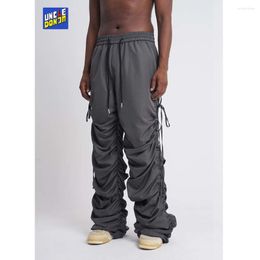 Men's Pants Side Drawstring Design Japanese Streetwear Y2k Hip Hop Tactical Pleated Joggers Men Drop