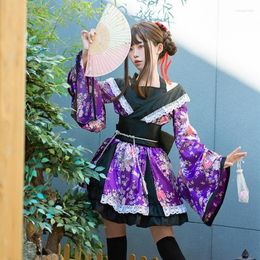 Ethnic Clothing Girls Lovelive Kimono Dress Japanese Kawaii Cosplay Costume Floral Fancy Oriental Yukata Woman Lace Lolita Party FF2409