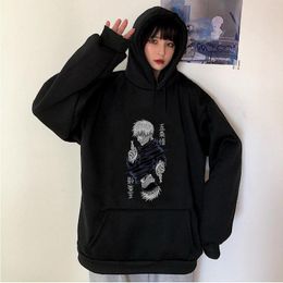 Men's Hoodies Fashion Satoru Gojo Anime Hoodie Black Pullovers Sweatshirts Men/Women Cartoon Print Harajuku Graphic Tops Hip Hop Streetwear