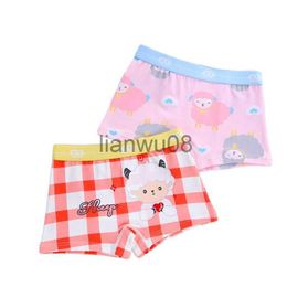 Panties 2pcs Kid Brief Underwear Plaid Cartoon Cute Sheep Painting Underpants Size Children Cotton Soft Thin Briefs x0802