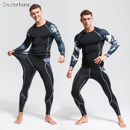 Men s Thermal Underwear DaFeiBang Set Compression Tracksuit Rashgard Fitness Thermo MMA Gym Sport Suit Long Johns 230802