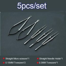 Makeup Tools 4pcsset ophthalmic micro instruments 125cm scissorsNeedle holders tweezers stainless steel tool 230801