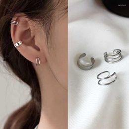 Backs Earrings Silver Colour Simple Smooth Ear Cuffs Clip For Women No Piercing Fake Cartilage Earring Fashion Jewellery In Gifts