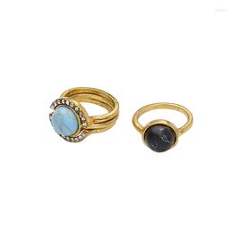 Cluster Rings Fashion Jewelry Accessories Vintage Metal Synthetic Stone Finger Set