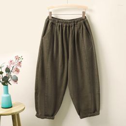 Women's Pants 2023 Arrival Spring Autumn Women All-matched Cotton Ankle-length Casual Loose Elastic Waist Harem P706