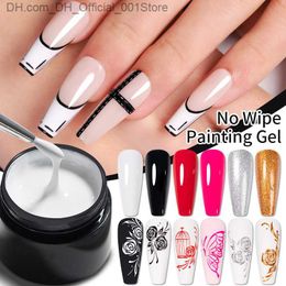 Nail Polish BOZLIN 5ml 4 in 1 non wiping paint gel varnish black and white color paint lining nail art flash UV gel top coating process polishing Z230802