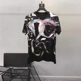 Men's T Shirts European And American 2023 Summer Round Neck Short Sleeve Graffiti Print Fashion T-shirt