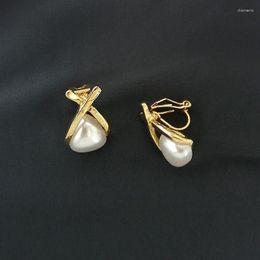 Backs Earrings Geometry Pearls Clip On No Hole Ear Clips Triangle Without Piercing Personality Earring Jewellery Ceq668