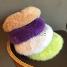 Stingy Brim Hats Upgrade Thicken Cute Rabbit Plush Beret Cap Women Painter Hat Korean Winter Warm Hat Autumn J230802