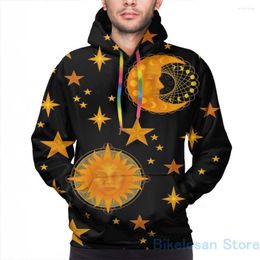 Men's Hoodies Mens Sweatshirt For Women Funny Bohemian 90s Sun And Moon Celestial Pattern Print Casual Hoodie Streatwear