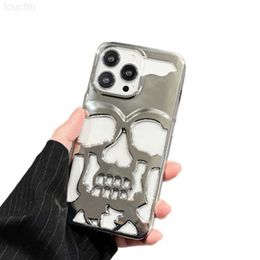 Cell Phone Cases Hollow Out Skull Hard Case for IPhone 14 Plus 13 12 Pro Max 14Pro 13Pro 12Pro IPhone14 Luxury 3D Metal Plating Shockproof Cover L230731