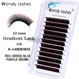 False Eyelashes Wendy Colored Eyelash Extensions 12 Lines Individual Ombre Green Blue Brown Lash Faux Mink Eyelashes Professionals Make Up Tools x0802