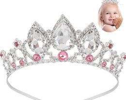 Saç aksesuarları mutlu yıllar kristal rhinestone taç grupları çocuklar için kız çember kafa bandı düğün balo tiaras mücevher