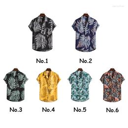 Men's Casual Shirts READY STOCK!!! 6 Colours Mens Summer Fashion Baju Kemeja Lelaki Floral Shirt Short Sleeve Pritned