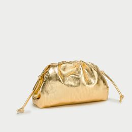 Evening Bags Luxury Shoulder Bag for Women Cloud Handbag Evening Party Bag Gold Silver Rose Red Elastic Belt Purse Gift for Friends 230802