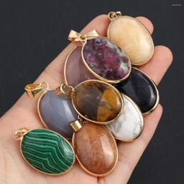 Charms 31x20mm Tiger Eye Crystal Agate Charm Natural Stone For Jewelry Making DIY Women Necklace Earring Accessories Randomly 1pc