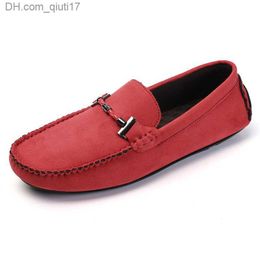 Dress Shoes Men's suede shoes soft soles comfortable men's flat shoes used for work and leisure shoes fashionable red men's casual shoes driving shoes Z230802