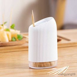 2pcs Toothpick Holders Toothpick Holders Container Waterproof Storage Sliding Cover Tube Household Table Dustproof Bamboo Dispenser Box R230802