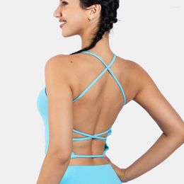 Yoga Outfit CUTIES Crisscross Gym Top Women Sexy Medium Support Sports Bra Summer Backless Bralette 2023 Open Back Workout Crop Vest