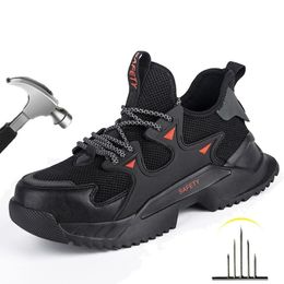 Safety Shoes Mesh Breathable Summer Men Sneakers Steel Toe Safety Boots Male Anti Puncture Anti Smashing Work Shoes Hombre Sneaker 230801
