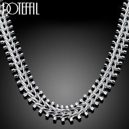 Strands Strings DOTEFFIL 925 Sterling Silver Double Round Bead Chain Necklace For Man Woman Wedding Engagement Charm Fashion Jewellery 230801