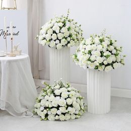장식용 꽃 45cm-70cm 커스텀 큰 인공 꽃 공 웨딩 테이블 중심 장식 스탠드 장식 기하학적 선반 파티 무대 제안 꽃다발 꽃다발
