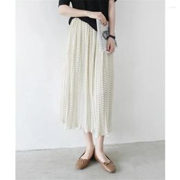 Skirts Korean Style Polka Dot Print Skirt Female Summer High Waist Pleated Fresh Long 2023 Women Clothing Faldas