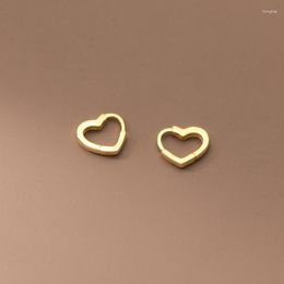 Hoop Earrings 925 Sterling Silver Fashion Cute 1.2cm Heart-shaped Gold Plated Buckle Close For Women Fine Jewellery