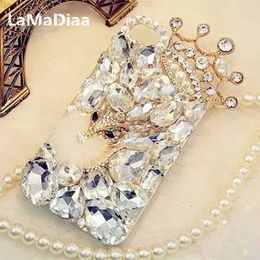 Cell Phone Cases LaMaDiaa Bling Rhinestone Crystal Diamond Fox and Crown Soft Phone Case Cover For iPhone 14 13 12 11Pro Max XR X 6 Plus 7 8 Plus L230731