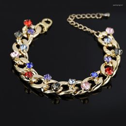 Link Bracelets PPG&PGG Fashion Heavy Chunky Chain Women's Gold-color Colourful Austrian Crystal & Bangles Gift Jewellery