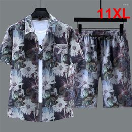 Men's Tracksuits 2023 Summer Beach Sets Men Hip Hop Shirts Shorts Plus Size 10XL 11XL Hawaiian Suits Male Streetwear Big