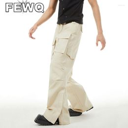 Men's Pants FEWQ Multiple Colors Available Large Pocket Cargo Solid Color Safari Style Trousers Male Overalls High Street Autumn