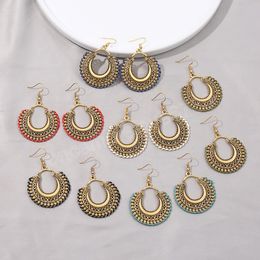 Vintage Style Hollow Weave Winding Round Earrings for Women Ethnic Long Simple Gold Colour Indain Earring Jhumka Jewellery