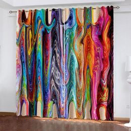 Curtain Customise Striped Farmhouse Ombre Art Abstract Graffiti 2 Pieces Thin Window For Living Room Bedroom Decor