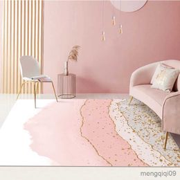 Carpets Modern Nordic Large Carpet Living Room 3D Print Gold Pink Colorful Abstract for Kitchen Bedroom Area Rug Home Decor Mat Tapis R230802