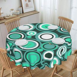 Table Cloth Robins Egg Blue Green And White Circle Retro Pattern Waterproof Tablecloth 60 Inches Cover For Kitchen Dinning