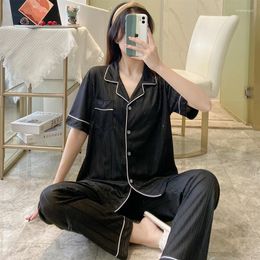 Women's Sleepwear Spring Summer Pajamas Set For Women Thin Cotton Fashion S Sleeve Suit Home Clothes Female