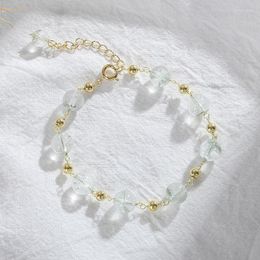 Strand 7mm Light Green Natural Ghost Crystal For Women Girls Gold Plated Fashion Jewelry Gifts YBR465