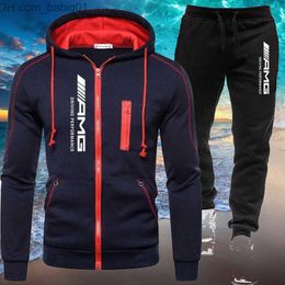 Men's Tracksuits New Solid Men's Zipper jacket Hooded Pullover + Sweatpants Sports Casual Jogger Sportswear 2 Piece Male Fleece Streetwear Sets T230802