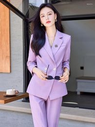 Women's Two Piece Pants High End Office Professional Blazer 2-piece Set Autumn Solid Fashion Female Jacket Business Suit Casual Plus Size