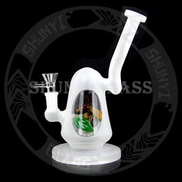 9.5 Inches Dab Rig Glass Bong Smoke Water Pipe Hookah Matrix Perc with Inset Clear Colour 14 MM Bowl Bongs Tobacco Shisha Wholesale