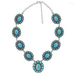 Choker Arrival Vintage Alloy Synthetic Turquoise Necklace Fashion Jewelry Women