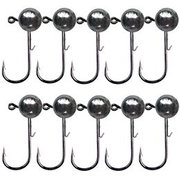 Fishing Hooks 10pcs Jig Head hook 35g 5g 7g 10g 14g Round Ball Hook Weedless Fishhook Soft Worm Accessories 230802