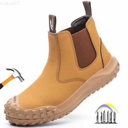 Boots anti-smashing Labour shoes with iron toe anti puncture microfiber leather safety shoes anti-slip work boots waterproof work shoes L230802