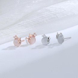 Stud Earrings Trendy Silver Rose Colour Cross Stars Opal Cute Small For Women Girl Gift Fashion Jewellery Dropship Wholesale