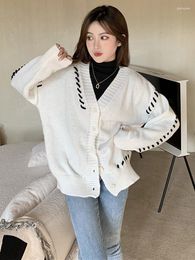 Women's Sweaters GGRIGHT White Knit Tops For Women 2023 Winter Clothes Casual Loose Cardigan Sueters De Mujer Sweter Casacos Femininos